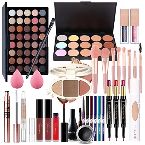 FantasyDay Kit de Maquillage Complet Coffret Ensemble-cadeau de Maquillage Xmas Makeup Gift Set avec Ombres Paupière, Rouge à Lèvre, Pinceaux, Bâton contour, Correcteur, Mascara, Fard à Joues, Poudre