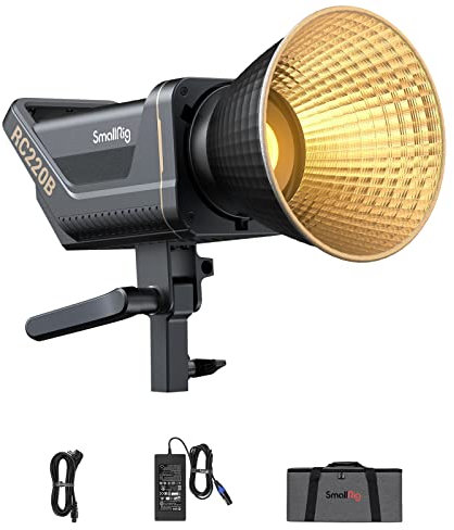 SMALLRIG RC 220B 220W COB Video Light, Bi-Color 2700K-6500K 84500Lux Continuous Output Light mit 9 Lichteffekten, CRI 95+ Bowens Mount Light mit App-Steuerung, RC 220B RC220B - 3621