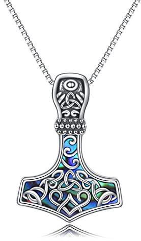 CUPENDA Thor Hammer Halskette Sterling Silber Celtic Mjolnir Anhänger Halskette Nordic Viking Schmuck Geschenke für Frauen