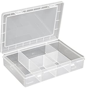 hünersdorff Boîte de rangement PP-Eco Mini avec 5 compartiments | Boîte de rangement stable pour vis et autres petites pièces | Compartiments solides | Transparent