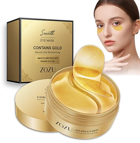 Under Eye Patches, Collagen Under Eye Mask, Dark Circles Under Eye Treatment, Puffy Eyes Bags Under Eyes Removal Anti-Aging, Reduce Wrinkle, Skincare, Hydrating - 30 Pairs (24K Gold)