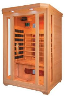 PureHaven Infrarotkabine 120x105x190 cm aus kanadischem Hemlock-Holz Bluetooth-Soundsystem Timer Lichttherapie in 4 Farben digitale Steuerung