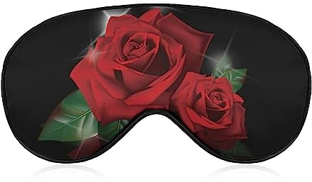 Lustige Schlafmaske für Damen und Herren, rote Rosen, weiche Augenbinde, Augenmaske zum Schlafen, verstellbares elastisches Band, Verdunkelungs-Schlafabdeckung, Augenschutz für Reisen, Schlafen, Nic