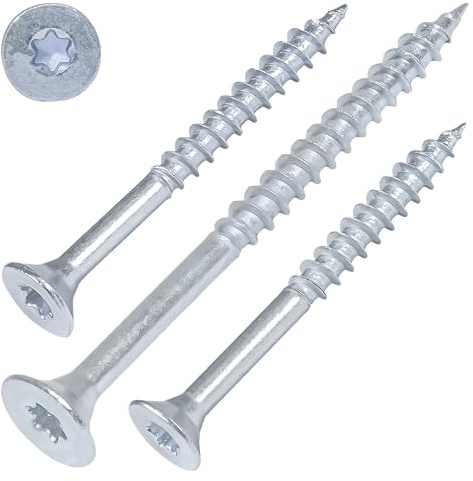 SCREW REBEL Spanplattenschrauben 4,5 x 80 mm - 200 Stück, blau verzinkt, Torx, ECO-Serie mit Senkkopf, Teilgewinde, TX25