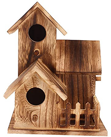 Maison d'oiseau en bois Maison d'oiseau pour animaux de compagnie Petite décoration de jardin extérieur Mangeoire à oiseaux Maison d'oiseau ornementale Maison d'oiseau en bois à suspendre Maison de re