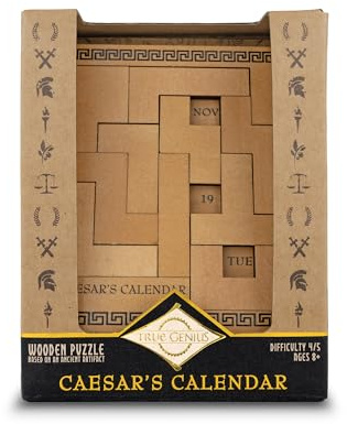 True Genius: Caesar's Calendar - One-A-Day Puzzle Calendar, Wooden Brain Teaser Puzzle