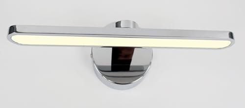 PAPUQ Aplique LED de pared para iluminar cuadros, espejos, murales, 10W, tono de luz neutro 4000K, acabado Cromo brillante 30cm