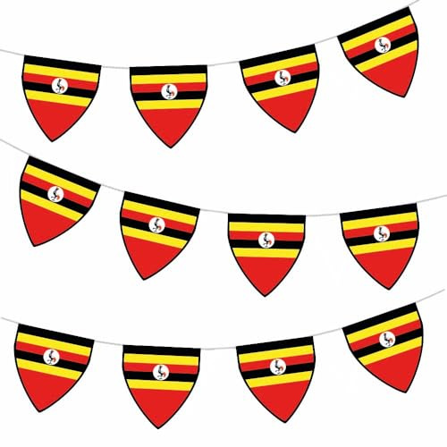 AK Giftshop Uganda Pennant Flag Bunting Birthday Wedding Events Decorations - 12pcs / 2.5m Ribbon