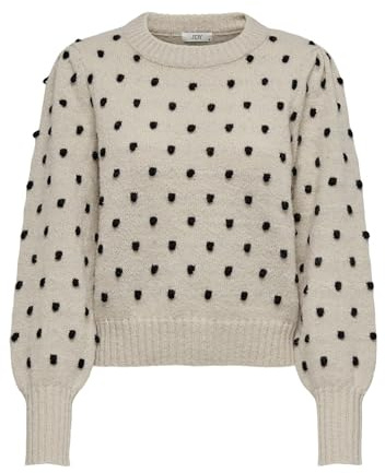 JdY Jdysigrid Life L/S On Puff Pull KNT Noos stickad tröja, Cement/detalj: w. Svarta prickar, M