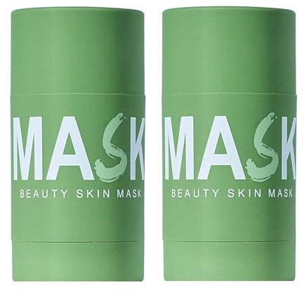 Green Mask Stick, Grüner Tee Entgiftende Reinigungsmaske, Grüner Tee Entgiftende Tonerde-Maske, Grüner Tee Maske Stick, Tiefenreinigung zur Ölkontrolle Mitesserentferner Porenreiniger (2 Stück)
