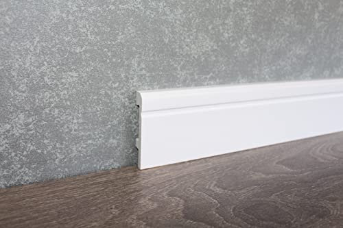 Imartex Sockelleisten Fußleiste Sockeleiste weiß 80mm aus hochfestem Kunststoff stoßfest (20m Sockelleisten)