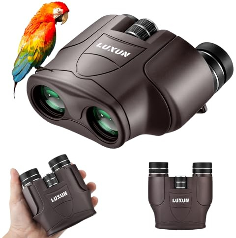 LUXUN Fernglas Klein 10x25 - Fernglas Kinder Erwachsene, kompakt, leicht, BAK4-Prisma, Ideal für Reisen, Wandern, Sport und Naturbeobachtung (Braun)