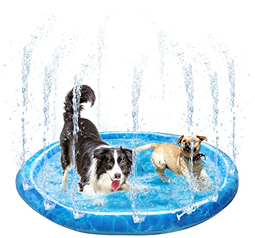 Dog Sprinkler Water Pad Mat Outdoor Dog Cooling Splash Water Toys Non Slip Dog Swimming Pad for Pets, klein