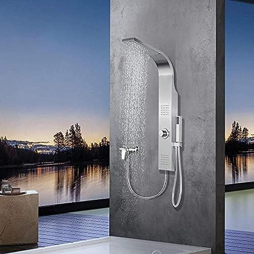 Duschsäule, Turmpaneel, Edelstahl 304, ohne Wasserhahn, mit 2 x Massagedüsen, Mischbatterie mit Kopfbrause und Handbrause