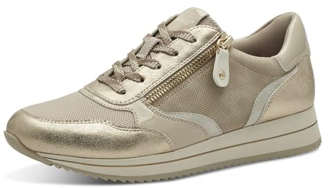 Jana dam platt med dragkedja, veganska sneakers, beige guld, 37 EU, Beige guld, 37 EU