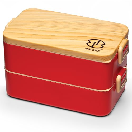 BMORE® Lunch Box,1000ml Bento Box with Compartments, Microwave & Dishwasher Safe. Includes Cutlery & Chopsticks. Perfect for Adults & Kids. (No Stainless-Steel Liners Included) UK Company