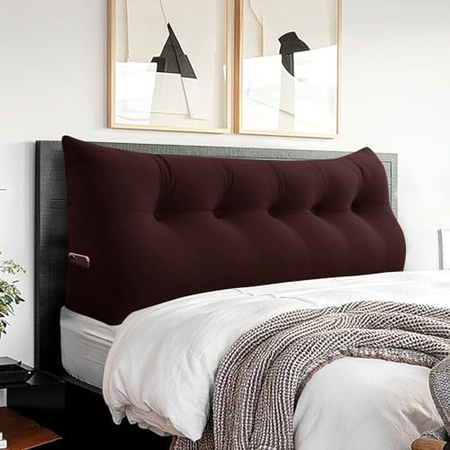 BNCKTRD Kopfende Großes Rückenkissen Bequemes Lesekissen und Rückenteil im Bett Rückenlehne Kopfkissen Langes XXL Kissen für Sofa, Couch, Wandkissen Polster Samt Schokobraun 160cm
