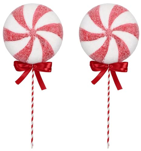 Große Windmühlen-Lutscher-Ornamente – Weihnachts-Pfefferminz-Süßigkeiten-Picker für thematische Baumspitze, Vasenfüller, Ferienhausdekoration, 42 x 18 cm, Rot, 2 Stück