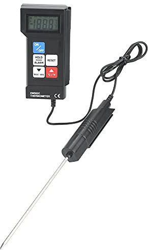 Thermomètre électronique Numérique Professionnel, avec Sonde, adapté aux Liquides, Objets à Haute Température, Celsius et Fahrenheit, Fonction de Mémoire, Arrêt Automatique ou