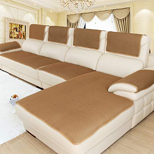Rutschfester Sofaschoner für Ledersofa, mehrere Größen, mit Sofa-Armbezügen, Kaffeebraun, 80 x 180 cm