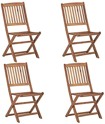 Outdoor Klappstühle 4er Set Massiv Akazienholz Holzstühle für Garten Terrasse oder Terrasse