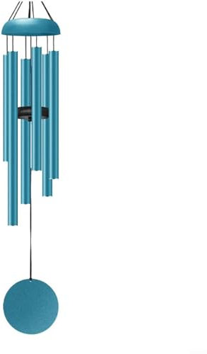 81,3 cm Outdoor-Windspiel für Garten, Terrasse, Hinterhof, Dekoration, tiefe Resonanztöne, Aluminiumrohre, wetterfestes Design, schwarz, blau, braun, silber, Gedenkgeschenke (blau)