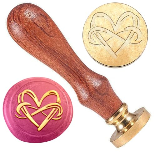 DELORIGIN Siegelstempel Aus Wachs In Herzform 3D Prägung Siegelstempel Im Vintage Stil Elegant Abnehmbar 25mm Messingsiegel Holzgriff Für Einladungen Und Umschläge Zum Valentinstag Geschenk
