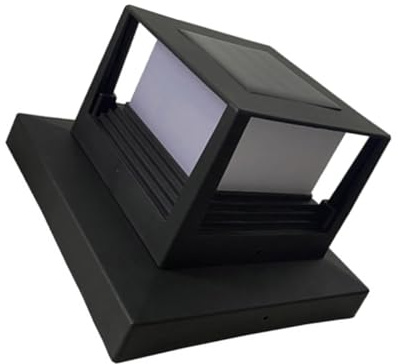 Uonlytech Lampada Solare da Esterno per Palo, Luce Post Top Nera Ip44 | Abs, 4 LED 2835 Bianco e 4 LED 2835 Giallo Caldo, Ricarica 2v 120ma Batteria 600ma