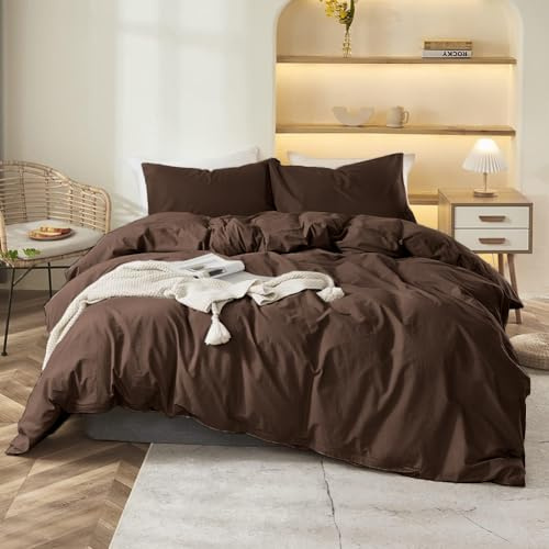 Bettwäsche 155x220 Dunkelbraun Braun Uni Bettbezug + 1 Kissenbezug 80x80 cm | Bettwäsche-Sets, Dunkel Braun, Einfarbig, Schokobraun, ÖKO-TEX, Microfaser, Bettbezug 2 Teilig, Reißverschluss, Einzelbett