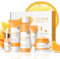 Set de Cuidado Facial Vitamina C 5 Piezas, Set Regalo Cuidado de la Piel Mujer con Limpiador Tónico Suero Crema para Ojos Crema Facial, Nutre e Hidrata el Rostro, para Adolescentes Mujeres