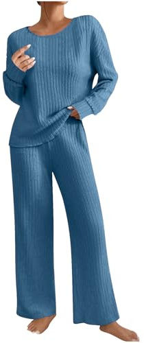 Set Pigiama da Donna con Pantaloni e Top a Maniche Lunghe e Pantaloni Lunghi Tuta Completa da Donna 2 Pezzi Elegante Set di Pantaloni Maglione + Pantaloni Abbigliamento da Casa Comodo Morbido Regalo