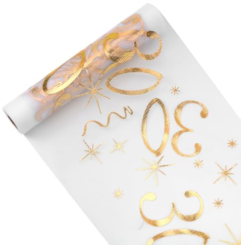Tischläufer Geburtstag Tischdeko 28 cm x 10 m, Tischläufer Gold Rolle, Deko Frau Mann, Tischdecke Tischband