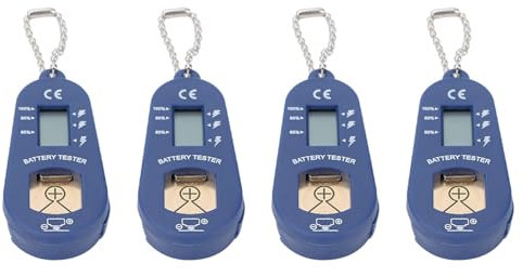 MQODLFP 4X Knopf Batterie Tester, SchlüSsel Bund Tasche, Tragbarer und Leichter Batterie Tester Zur ÜBerprüFung der Verbleibenden Batterie Leistung