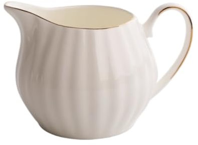 Elegant Porcelain Gravy Boat with Gold Edge | European Style Milk & Honey Cup | Perfect for Family Dinners & Coffee Serving