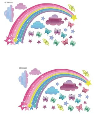 Operitacx 2 Juegos De Pegatinas De Pared De Arcoíris Para Decoración De Habitación Infantil Papel Tapiz Para Decoración De Habitación De Bebé Decoración De Sala De Juegos