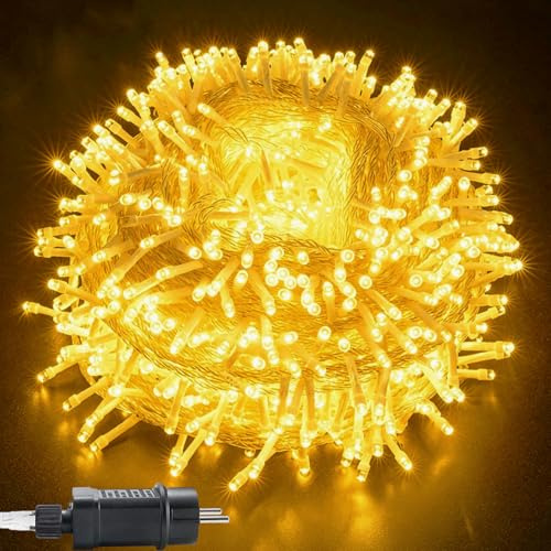 MOLVCE Ljusslinga för utomhusbruk, 100m 800Led varmvitt ljus, nätdriven, med timer, minnesfunktion, 8 ljuslägen, vattentät enligt IP44, för jul, trädgårds, gård, bröllop, fest, balkong, terrass