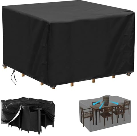 LSYALUCK Copertura Per Mobili da Giardino, 60x60x90cm/LxWxH Quadrato Resistente Allo Strappo Copertura Tavolo Impermeabile, Copertura Tavolo Esterno Telo Copertura per Giardino, Anti-UV Tessuto Oxf