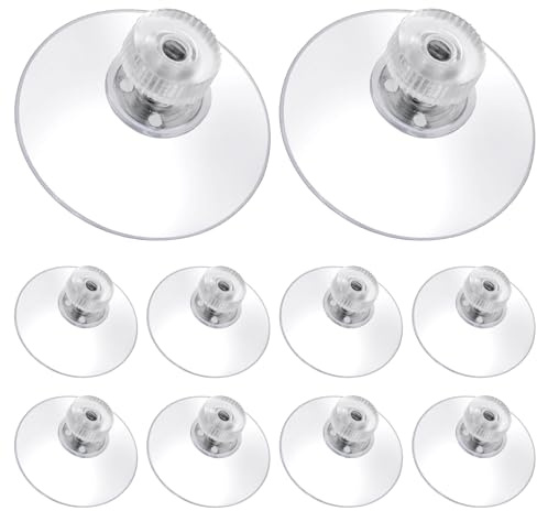 Teaaha 10PCS Screw Suction Cups 40mm Small Glass Suction Cup Pads Clear PVC Plastic Sucker Pad Without Hook, Extra Strong Reusable Power Holder for Bathroom Wall Window Car Shade License Plates