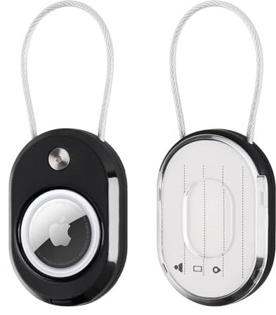 MONASAY Lot de 2 porte-clés sécurisés pour Apple AirTag avec câble métallique, avec papier d'étiquette, porte-clés pour clés d'enfants, bagages et plus encore pour hommes et femmes