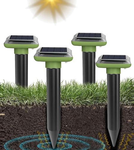 Ahuyentador de Topos,Repelente Ultrasónico de Ratones,Repelente Solar para Topos,de Topos solares,contra Topos, campañoles, Ratones,Hormigas y Serpientes,IP66 Impermeable,Apto para Jardines, Campos