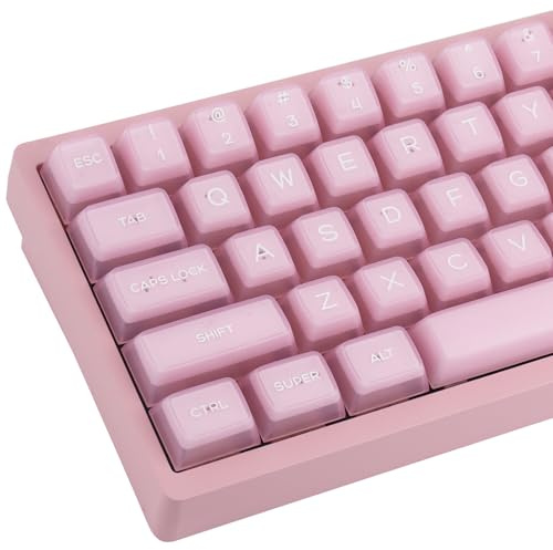 Pink Jade Keycaps 142 Keys Double Shot PBT Keycaps, SA Profile Translucent Shine Through Custom Keycap Set for Cherry Mx Switches ISO ANSI Layout Mechanical Keyboards