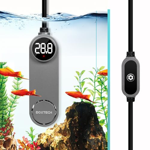 boxtech Submersible Fish Tank Heater, Mini Aquarium Heater 50w Turtle Heater with Adjustable Temperature External Controller for 13-55L Fish Tanks