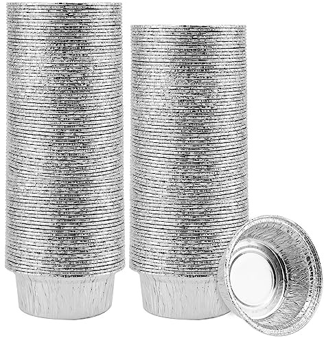 NGOSUET 125 stycken 300 ml aluminiumskålar runda små, 12 cm små aluminiumskålar aluminium bakformar, mini grillskål aluminiumfolie grill droppskålar för bakning