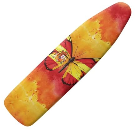 Coloranimal Spain Flag Butterfly Print Ironing Board Cover Iron Board Dust Covers Replacement with Elastic Edge Heat Resistant No Slip Thick Ironing Table Protector Sleeve for Home