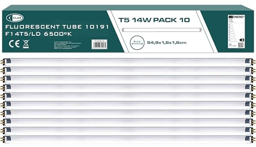 CLAR - Leuchtstoffröhre 60cm, Leuchtstoffröhren, Neonröhre, T5 14W (54,9 cm x 1,6 cm, Pack 10)