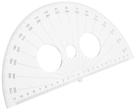 PRETYZOOM Plastic 180 Degree Protractor for Math, Half Circle Angle Measuring Instrument, Student Stationery for Drawing and Notebook Margins