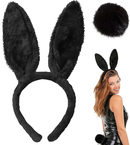 Hasenohren Haarreif Set, Plüsch Hase Ohren Haarbänder, Hasenschwänze, Hasen Ohren Haarreifen, Osterhasenohren Stirnband Osterhasen Ohren Haarreif Ostern für Ostern Karneval Geburtstag Cosplay