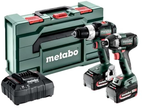 Metabo Combo Set 2.8.8 18V (685200590) Cordless Tools in a Set | Cordless Brushless Combi Drill & Impact Driver with 2 x 5.2Ah Batteries, Charger & Case