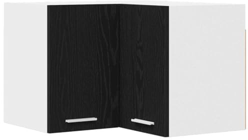 Tomostar Meuble d'angle Haut de Cuisine, Armoire Suspendue Chêne Noir et Blanc 57x57x40 cm