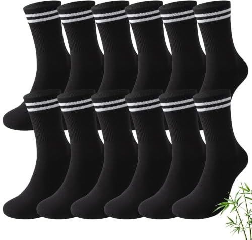 FALARY Bambou Chaussettes Enfant Garcon Fille Chaussette de Sport 6 Paires | Noir Blanche Gris, Doux Respirable, Élastique, Sans Couture, Antimicrobienne, Évacuation de L'Humidité, OEKO-TEX Standard 100